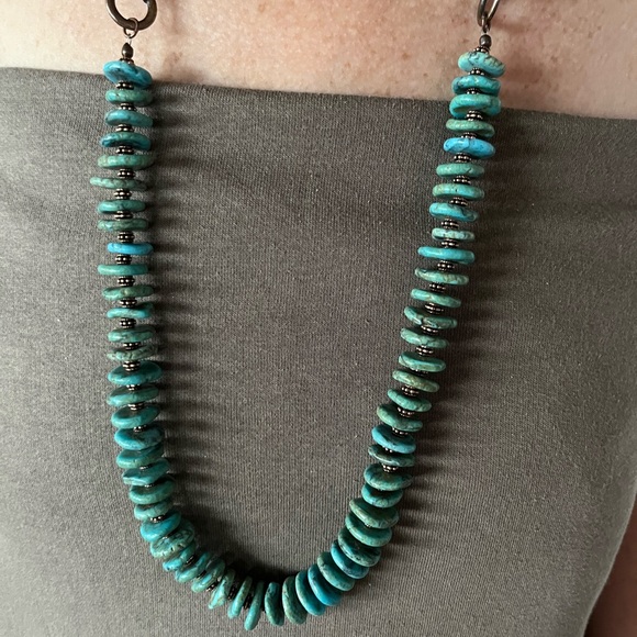 Turquoise Leather Drop Necklace - Picture 4 of 9
